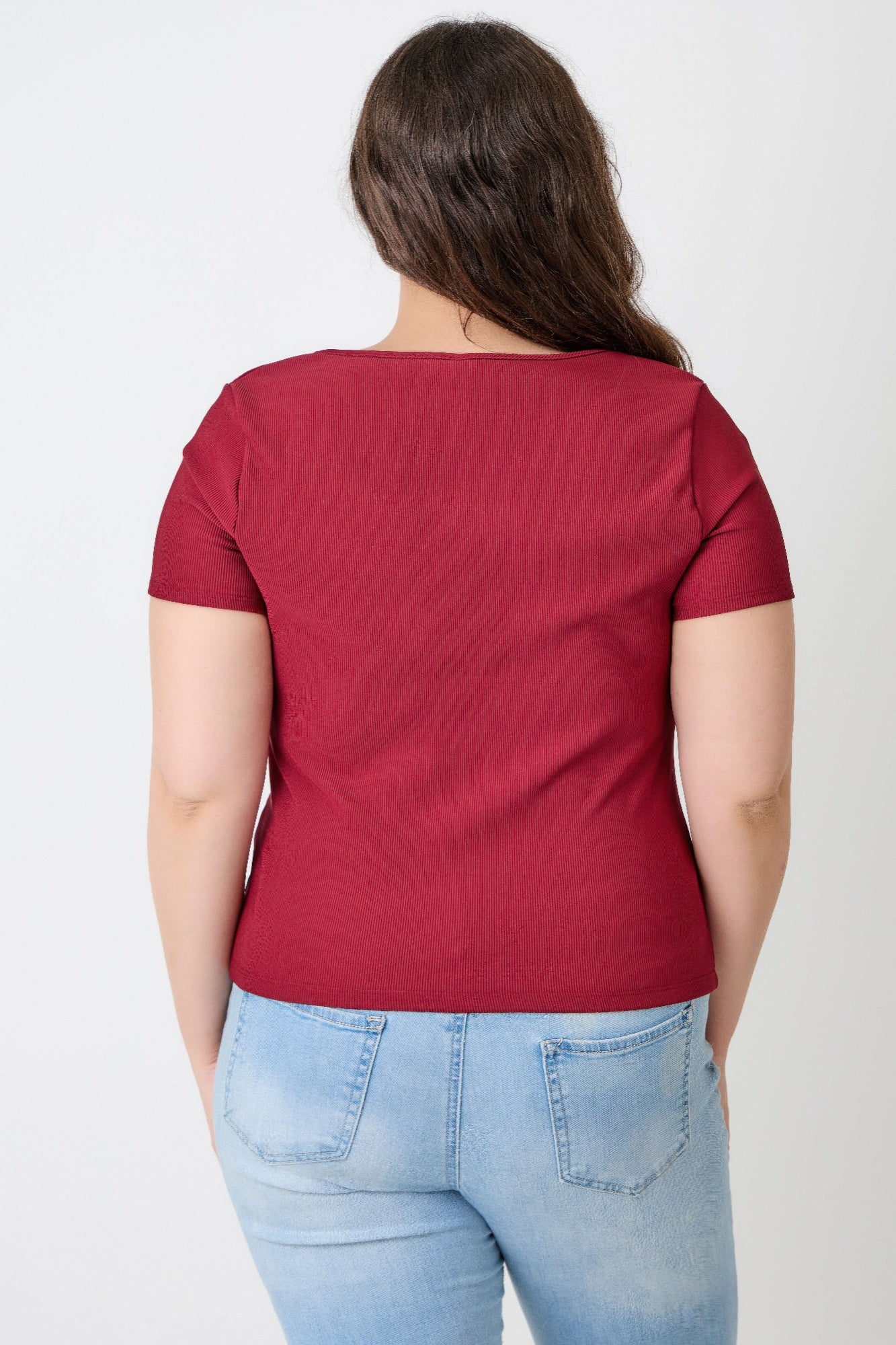 Plus Size Zip Front Fitted Stretch Top