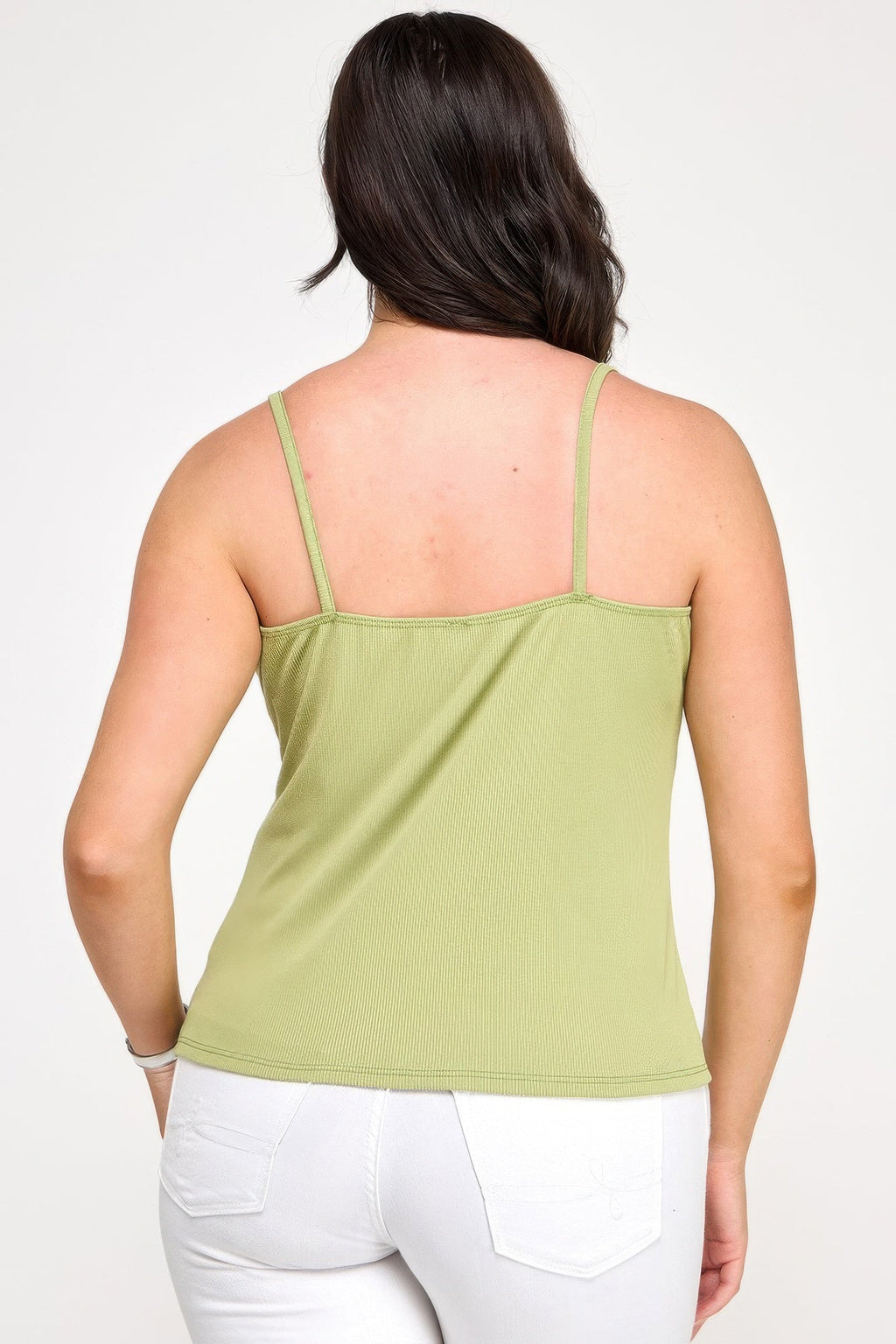 Plus Size Ribbed Knit Camisole With Lace Trim