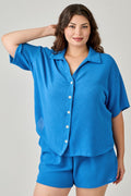 Plus Size 2pc Linen Airflow Btn Down Set