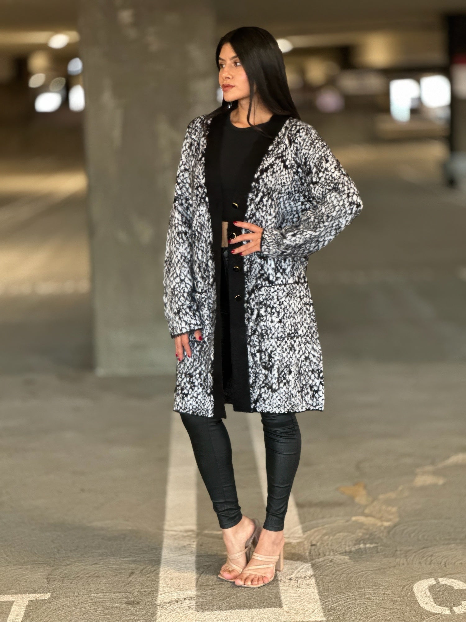 Big Button-down Long Sleeve Snake Print Cardigan