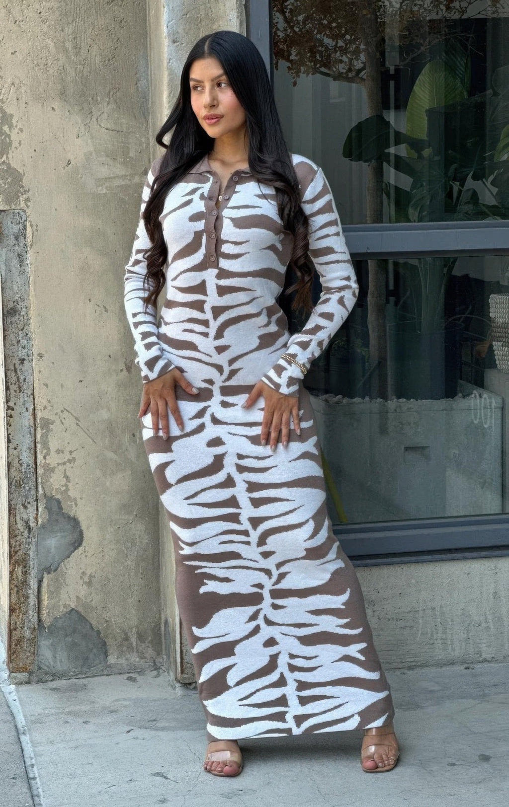 Animal Print Sweater Dress Body Con
