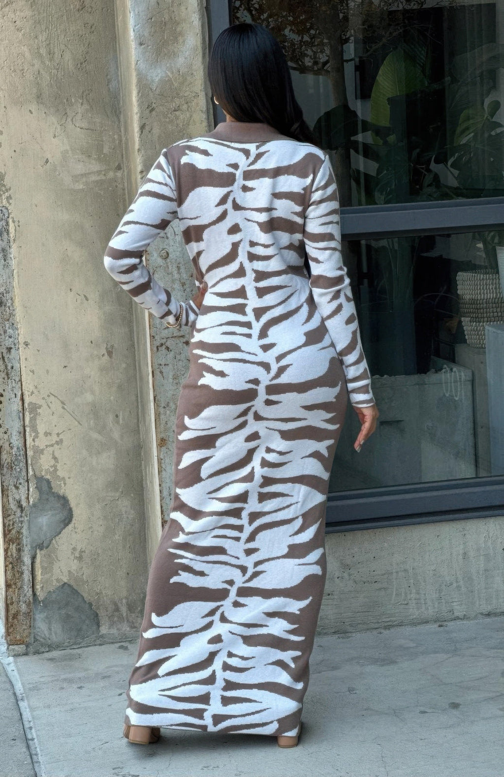 Animal Print Sweater Dress Body Con