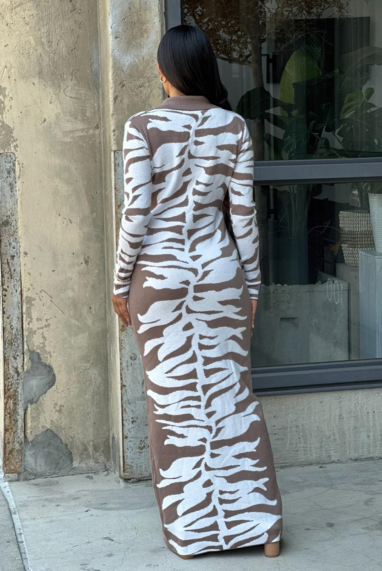 Animal Print Sweater Dress Body Con