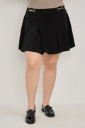 Plus Size Gold Accent Pleated Mini Skirt