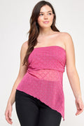 Plus Size Strapless Tube Assym Hem Top
