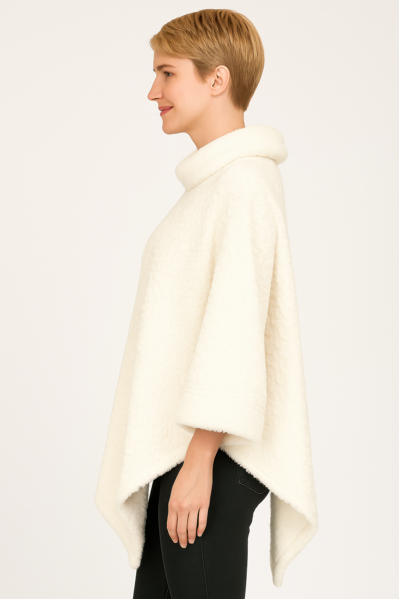 Textured Cowl Neck Poncho