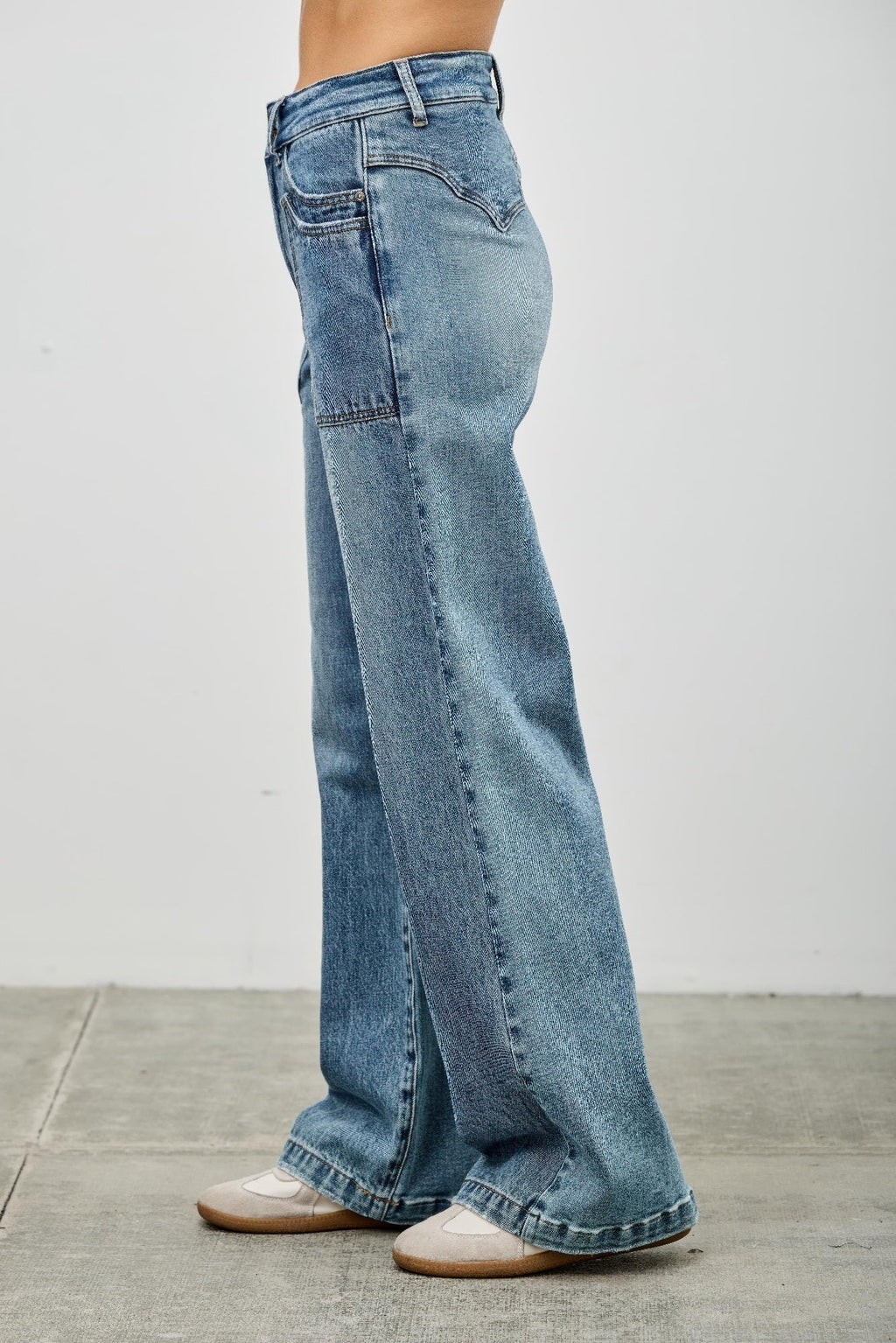 High Rise Double Pocket Wide Leg