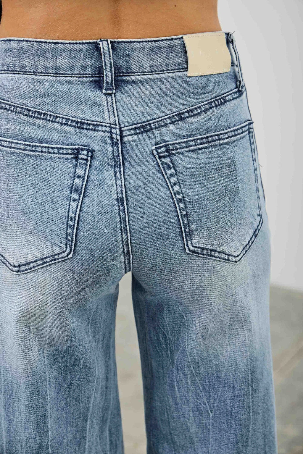 High Rise Contrast Wide Leg With Ribbon Tie