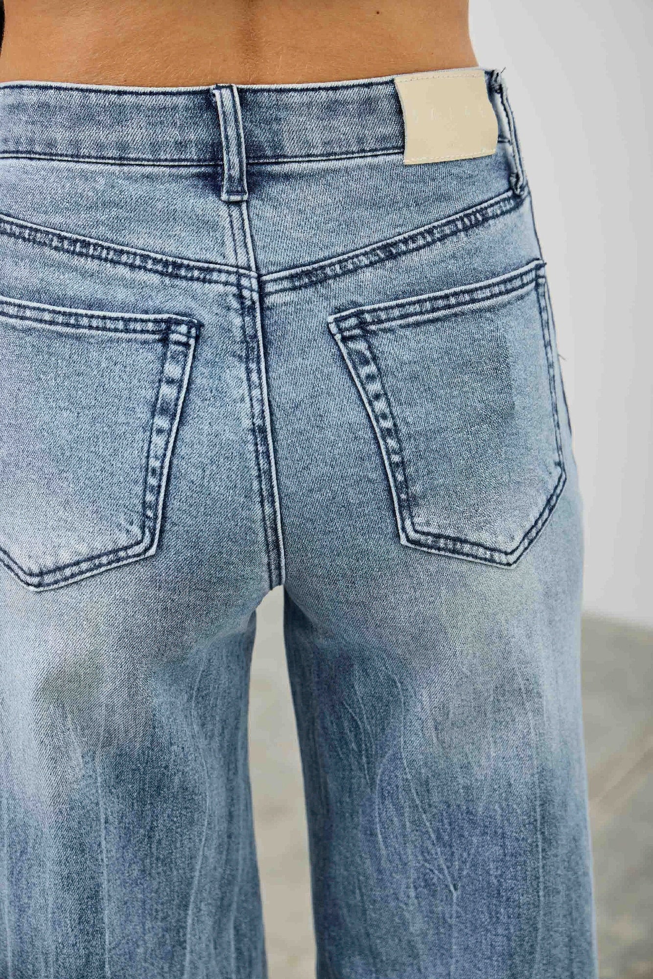 High Rise Contrast Wide Leg With Ribbon Tie