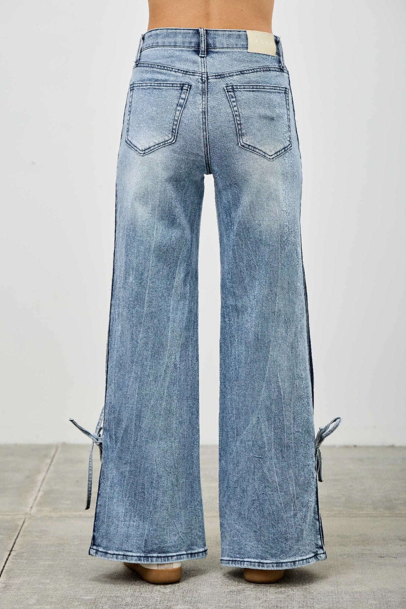 High Rise Contrast Wide Leg With Ribbon Tie