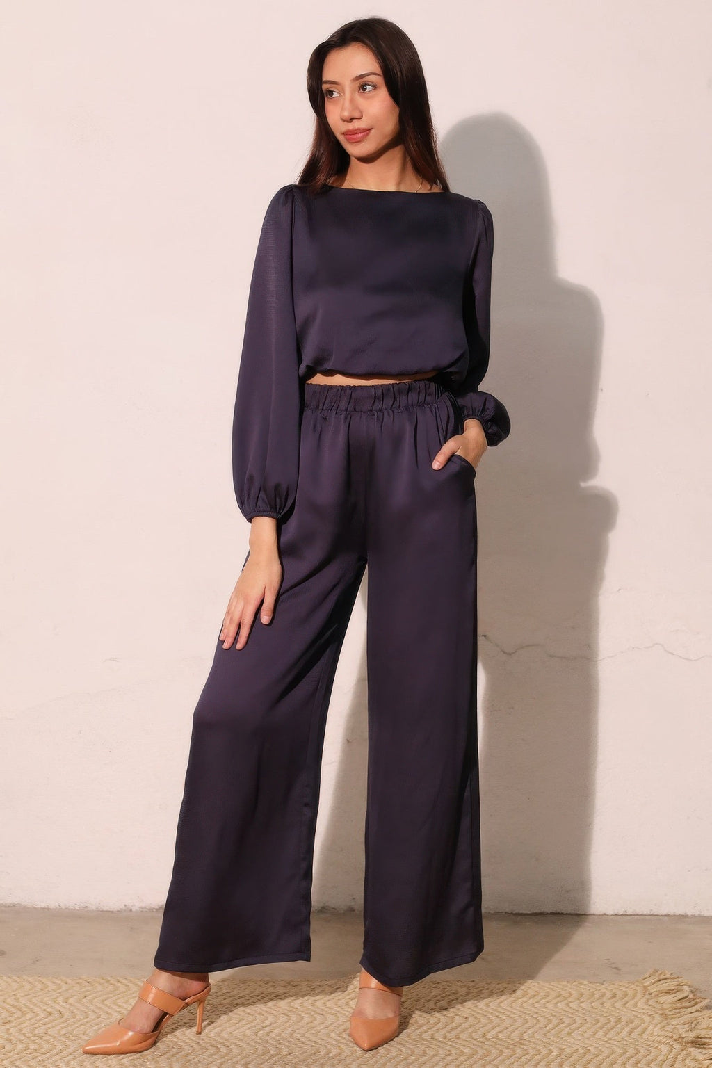 Hammered Satin Pocket Pants