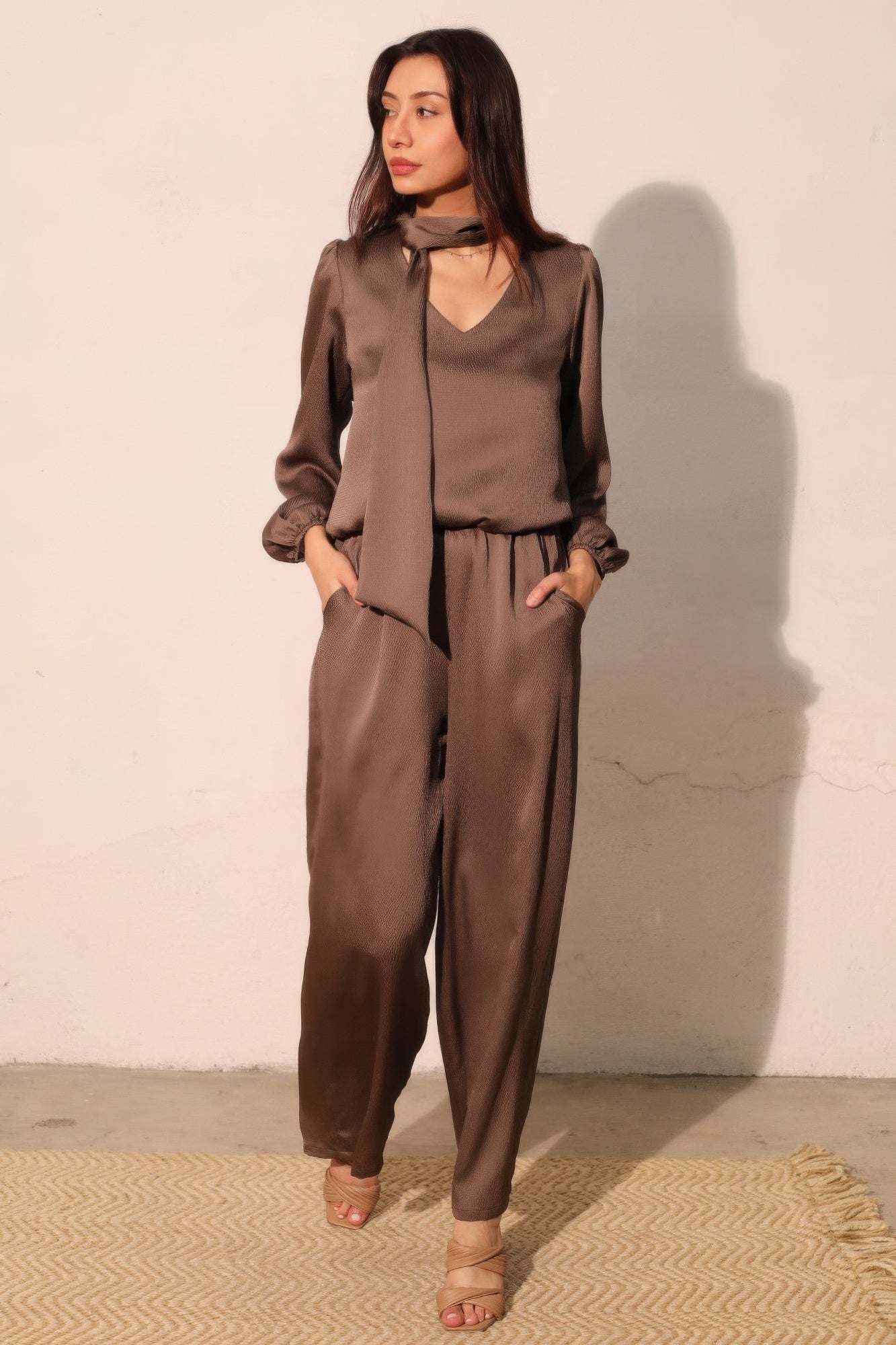 Hammered Satin Pocket Pants