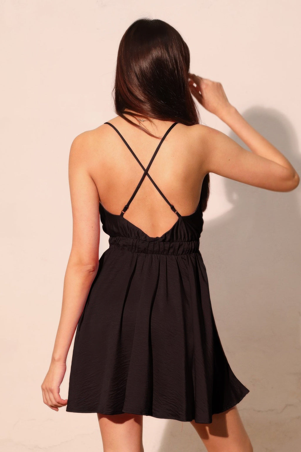 Washed Satin Crepe Cami Skater Dress
