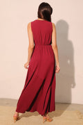 Textured Solid V-neck Maxi Dress