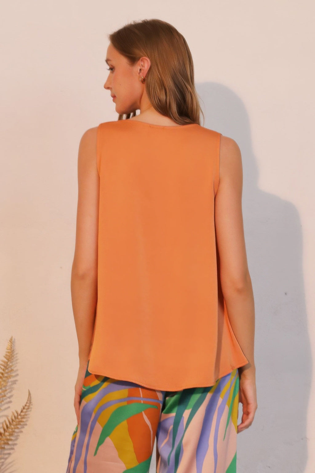 Washed Poly Silk Front Tucked Top