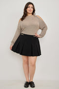 Plus Size Cold-shoulder Knit Sweater
