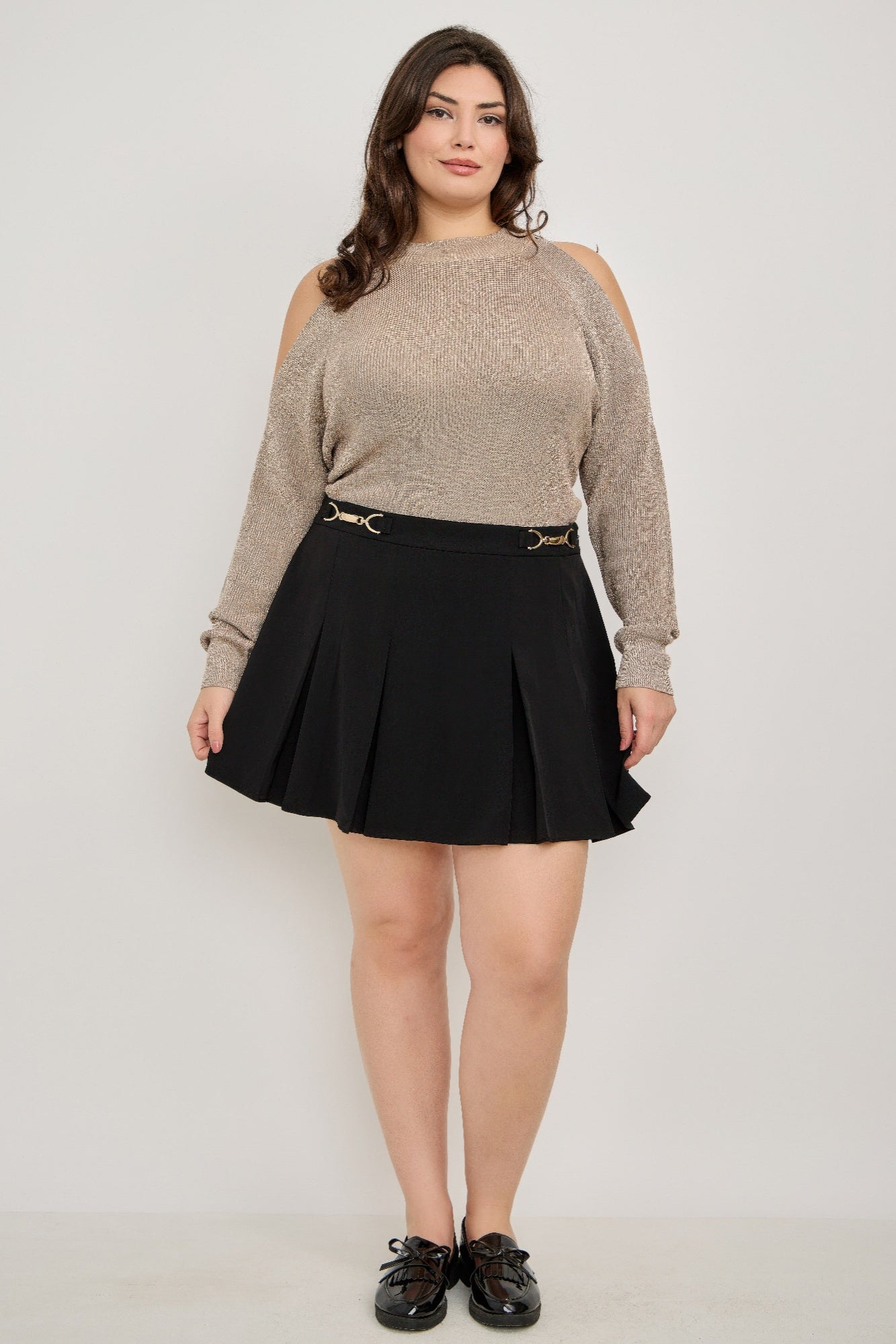 Plus Size Cold-shoulder Knit Sweater