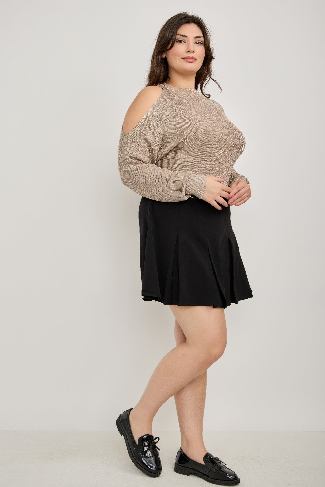 Plus Size Cold-shoulder Knit Sweater