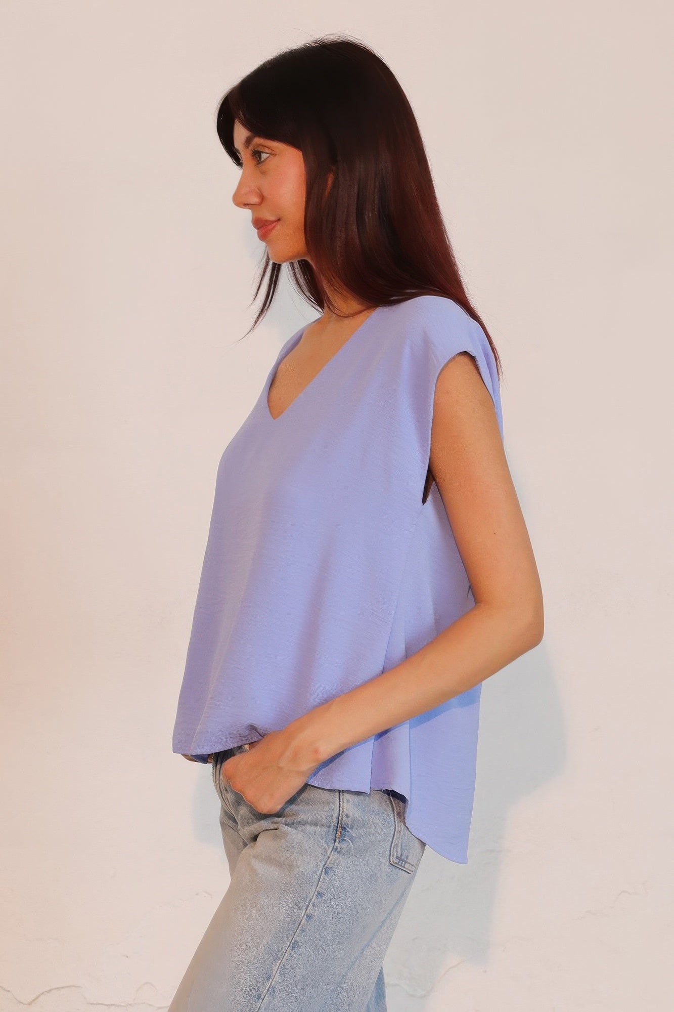 Matte Crepe Low Back Loose Top