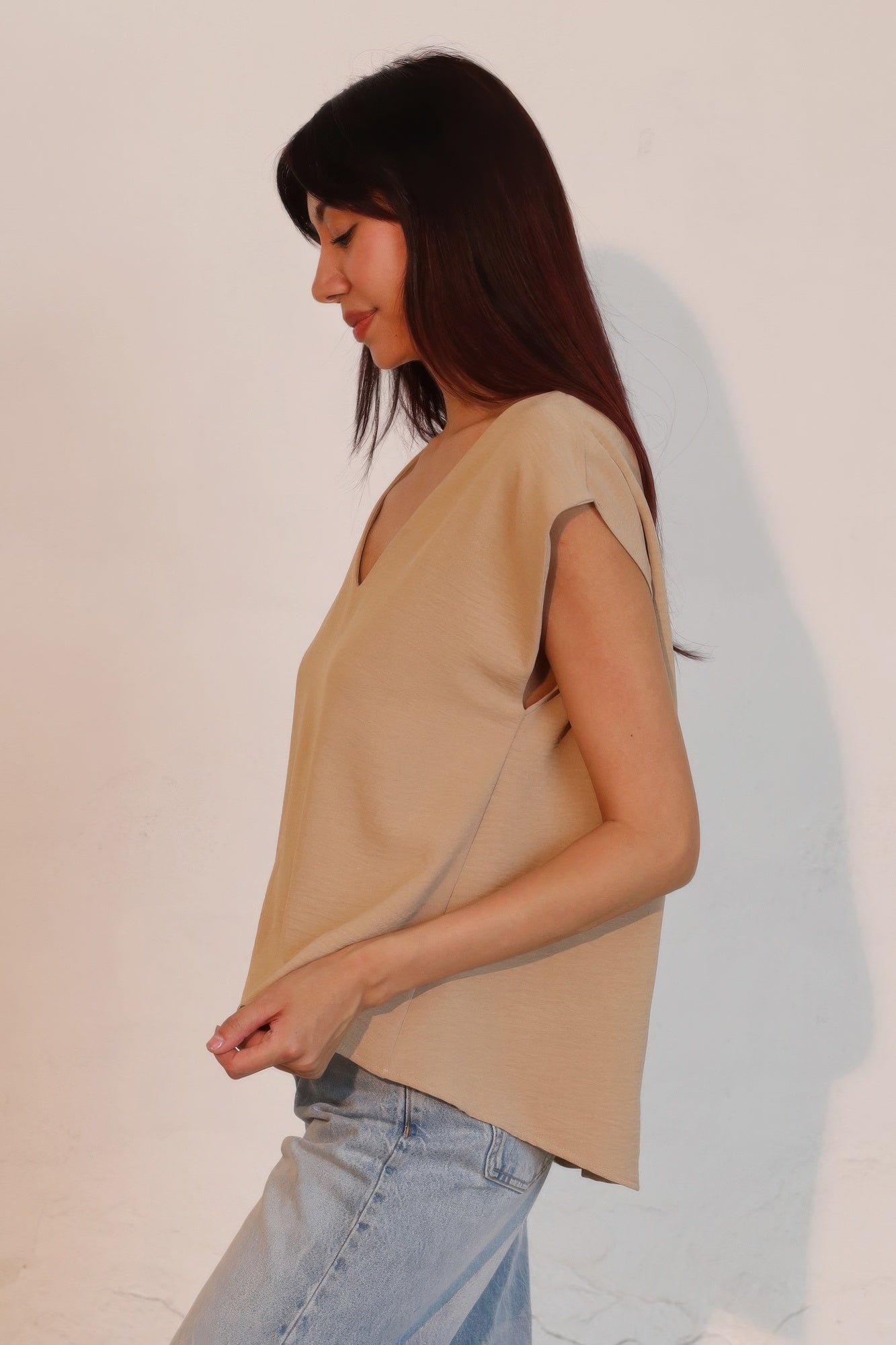 Matte Crepe Low Back Loose Top