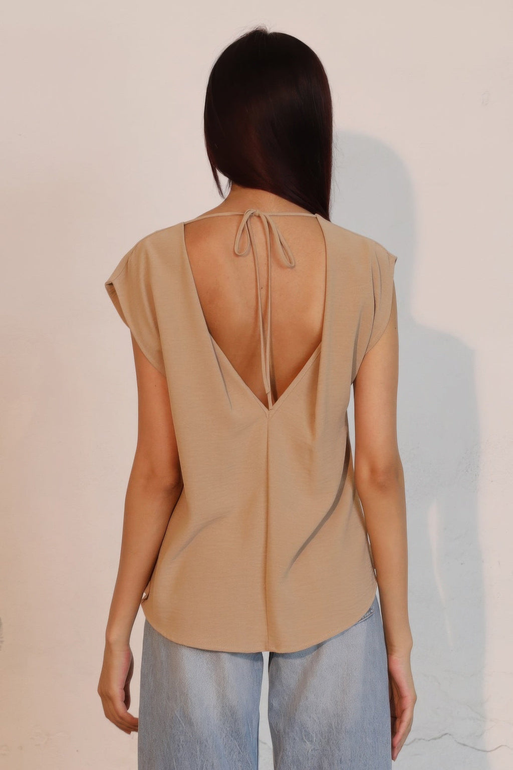 Matte Crepe Low Back Loose Top