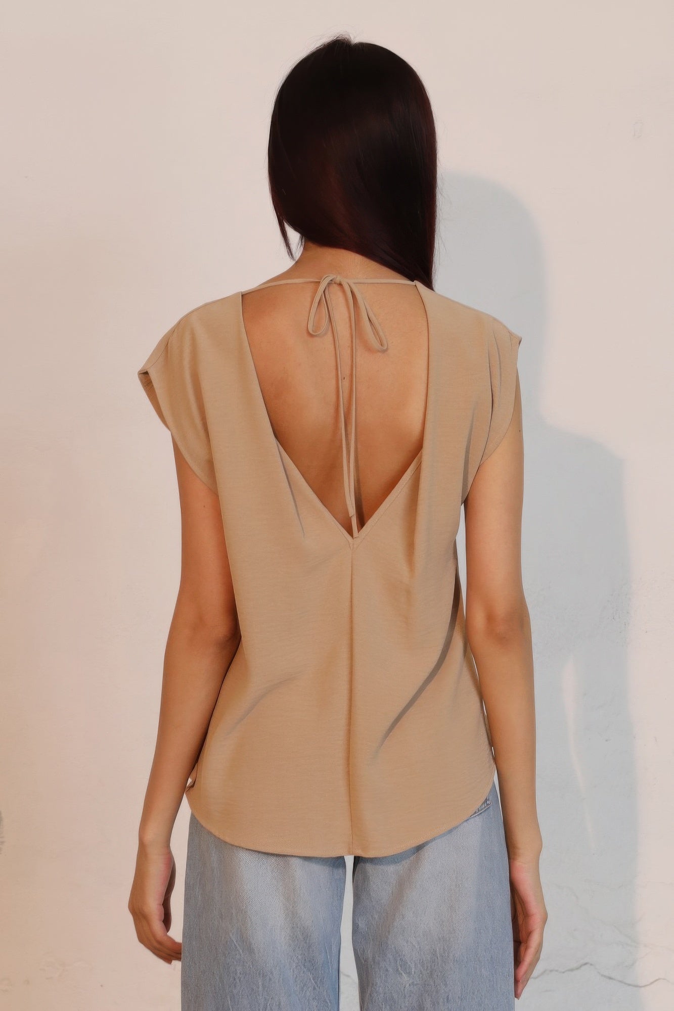 Matte Crepe Low Back Loose Top