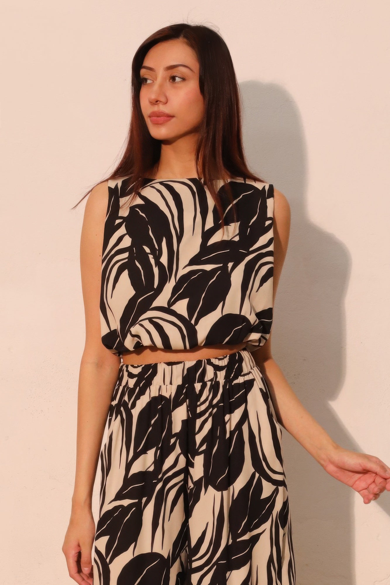 Lucca Leaf Bubble Crop Top