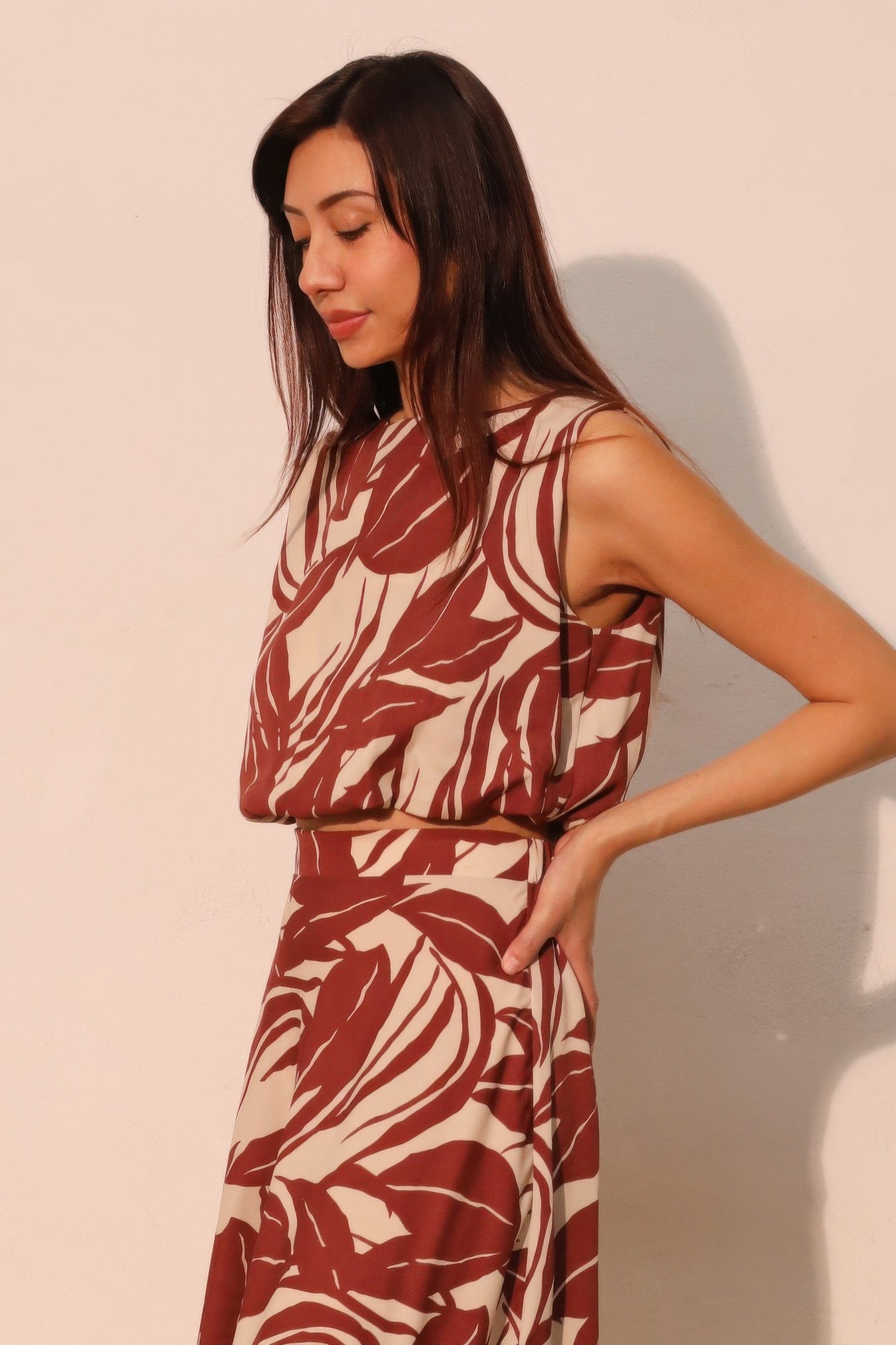 Lucca Leaf Bubble Crop Top