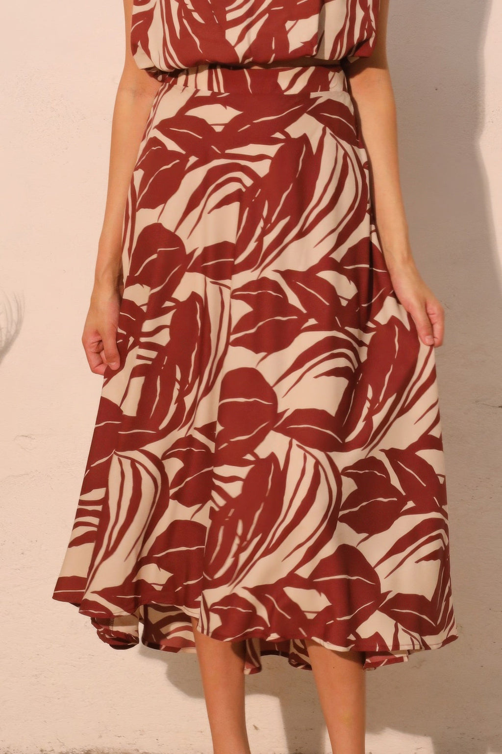 Lucca Leaf Midi Swing Skirt