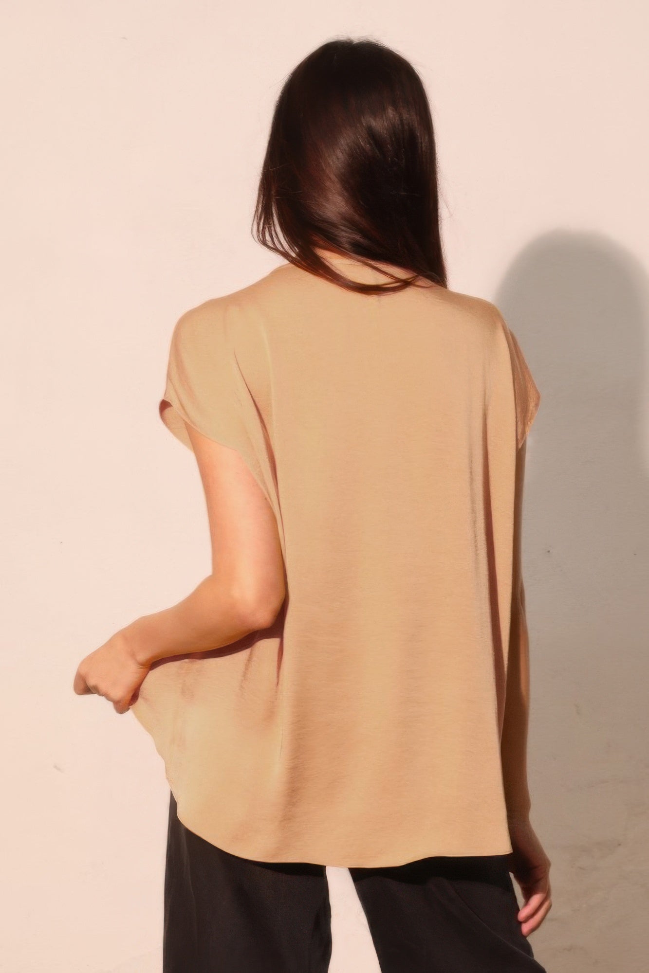 Washed Poly Silk Tulip Tunic Top