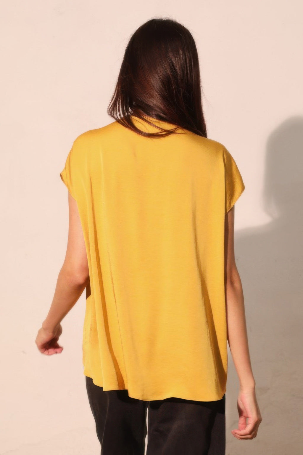 Washed Poly Silk Tulip Tunic Top