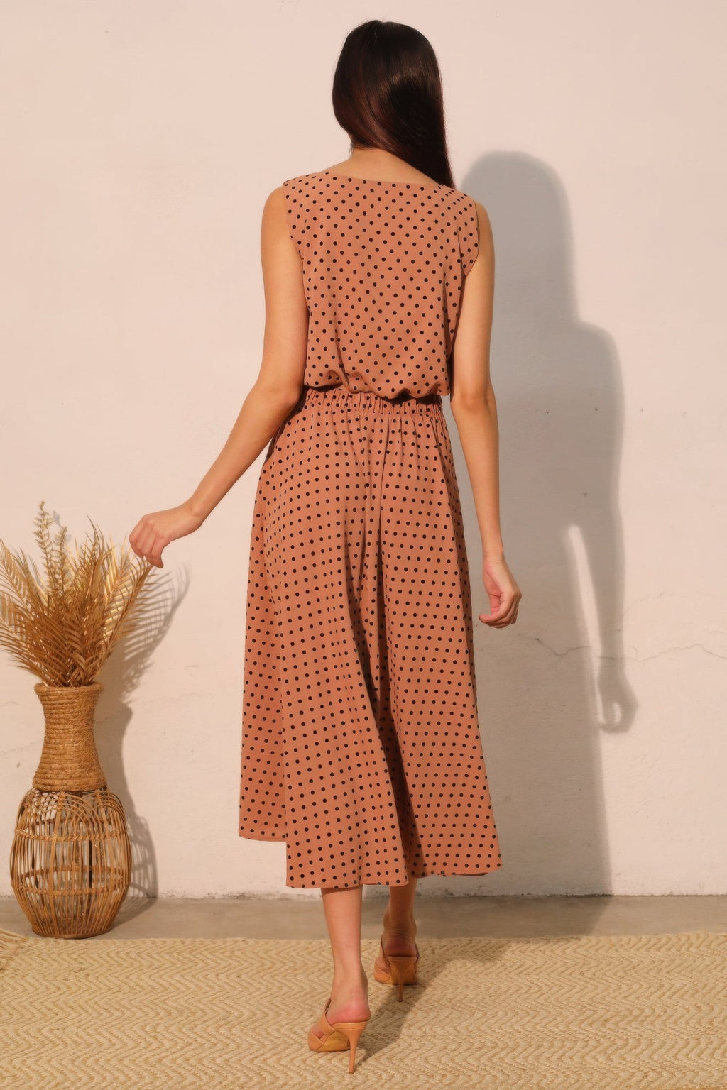 Flocked Polka Dot Bubble Crop Top