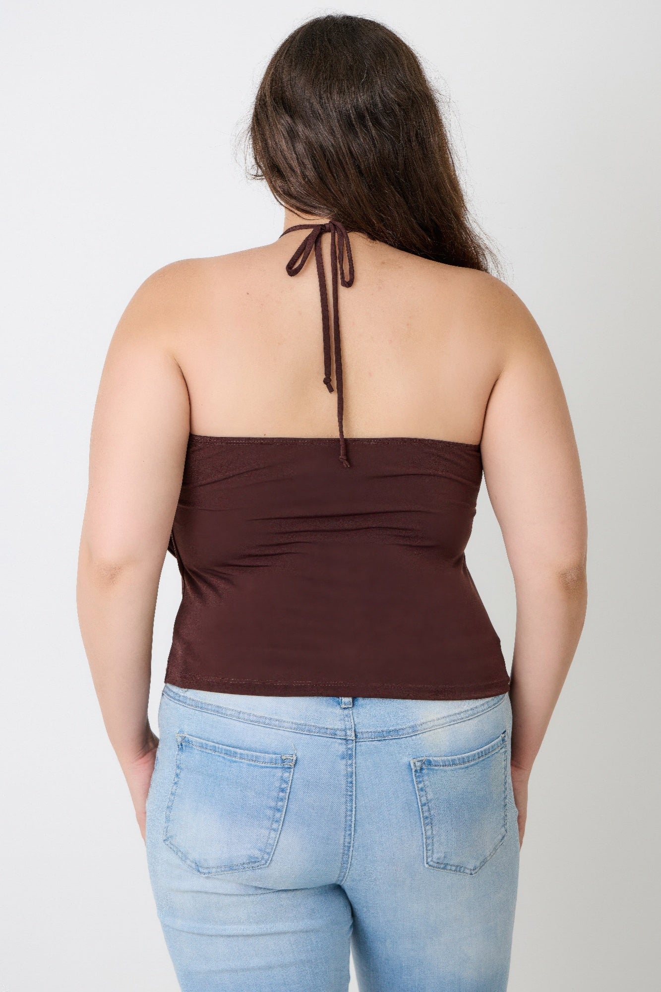 Plus Size Halter Cowl Neck Draped Top