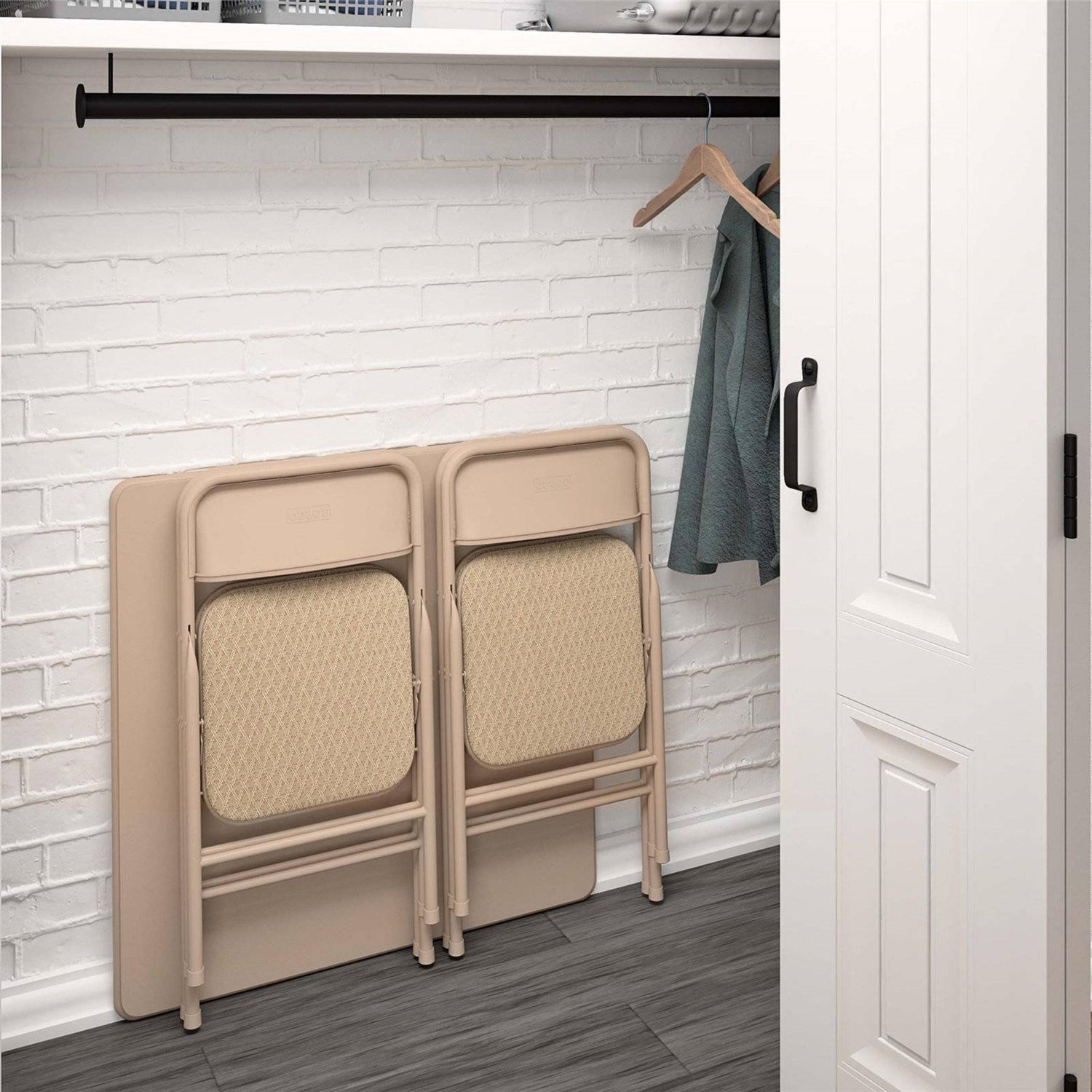 5-Piece Square Folding Dining Table with 4 Chairs Guest Set Game Table - Beige