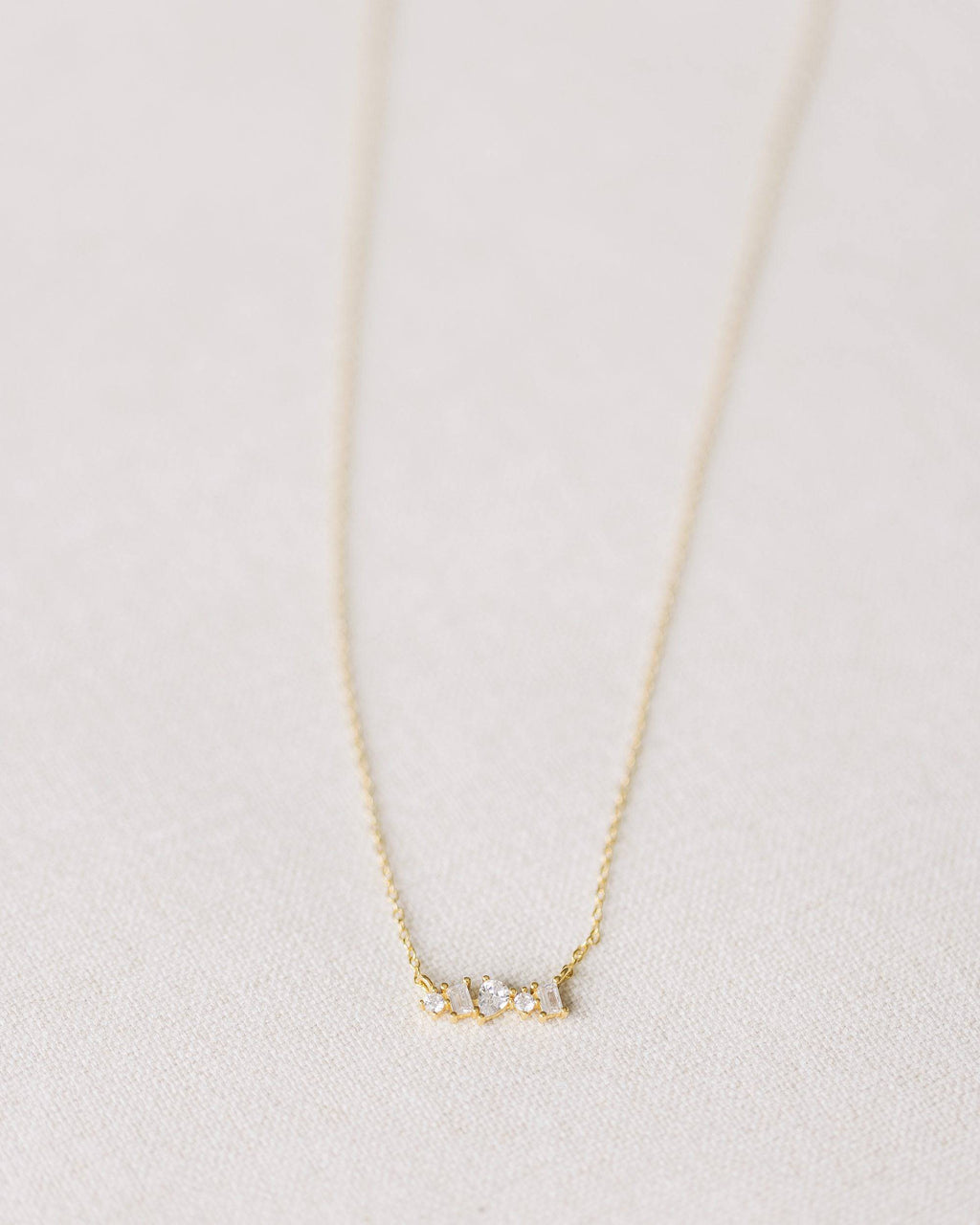 Gold Crystal Bar Necklace