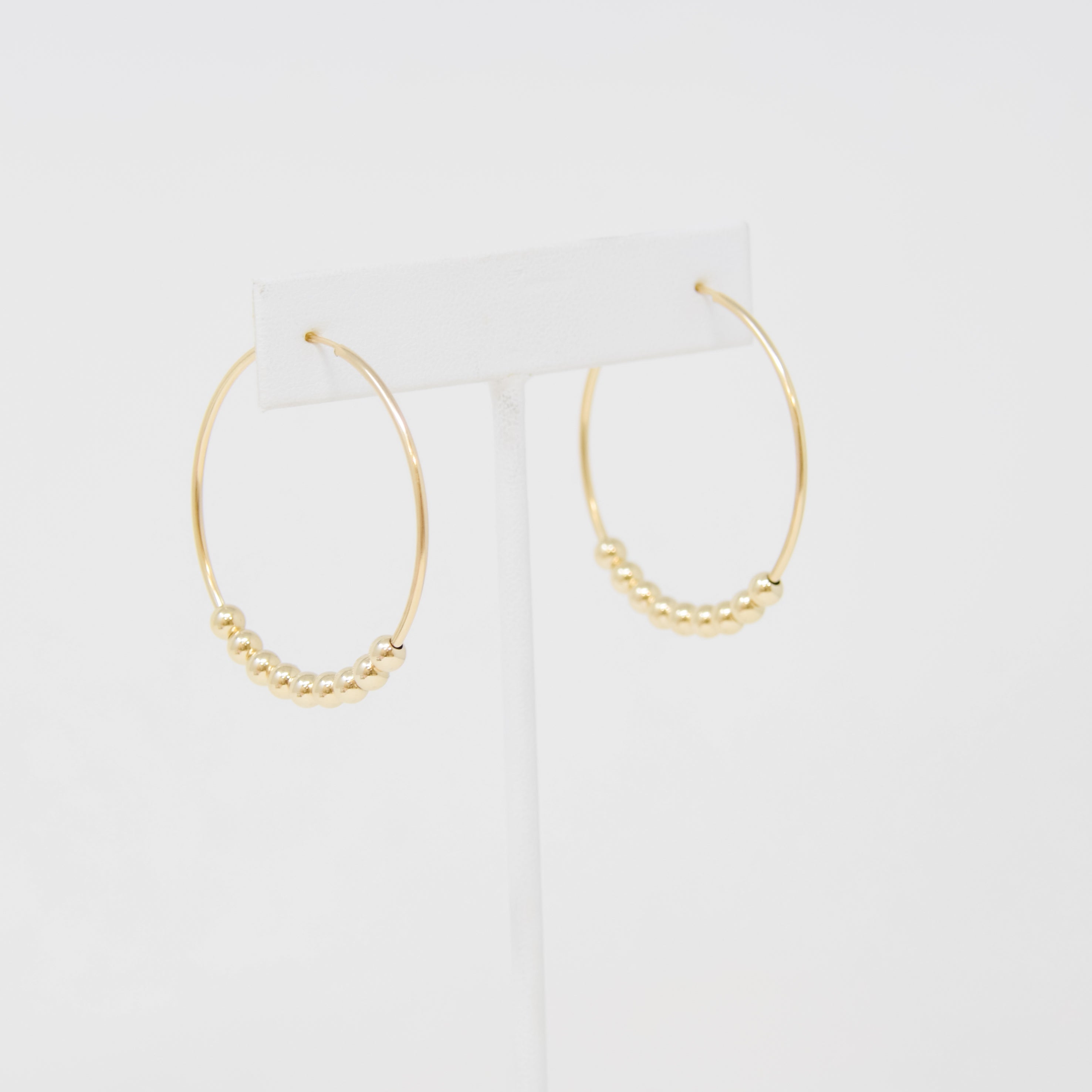 Golden Beaded Hoops