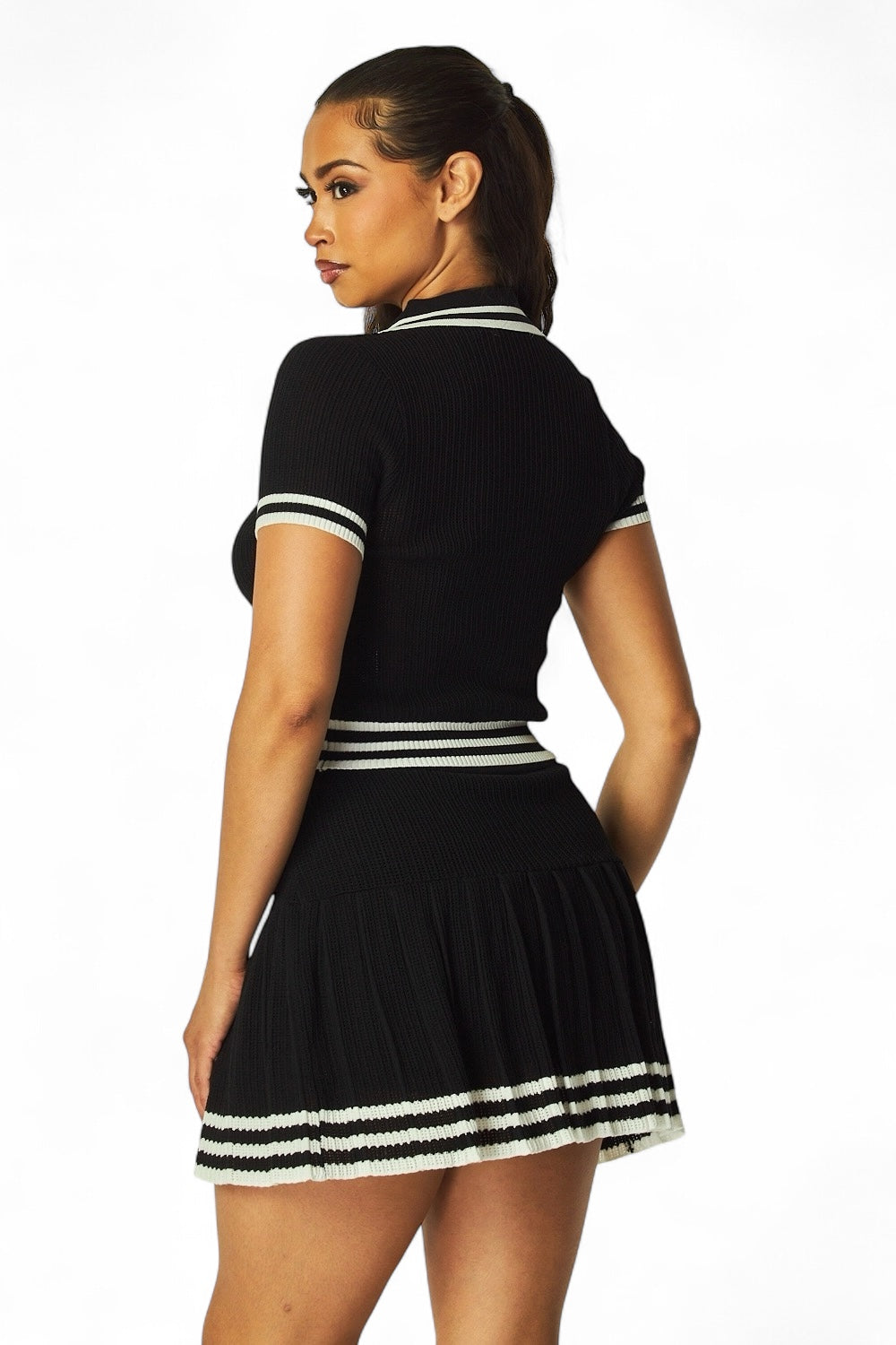 Kathleen Crochet Polo Top & Skort Set