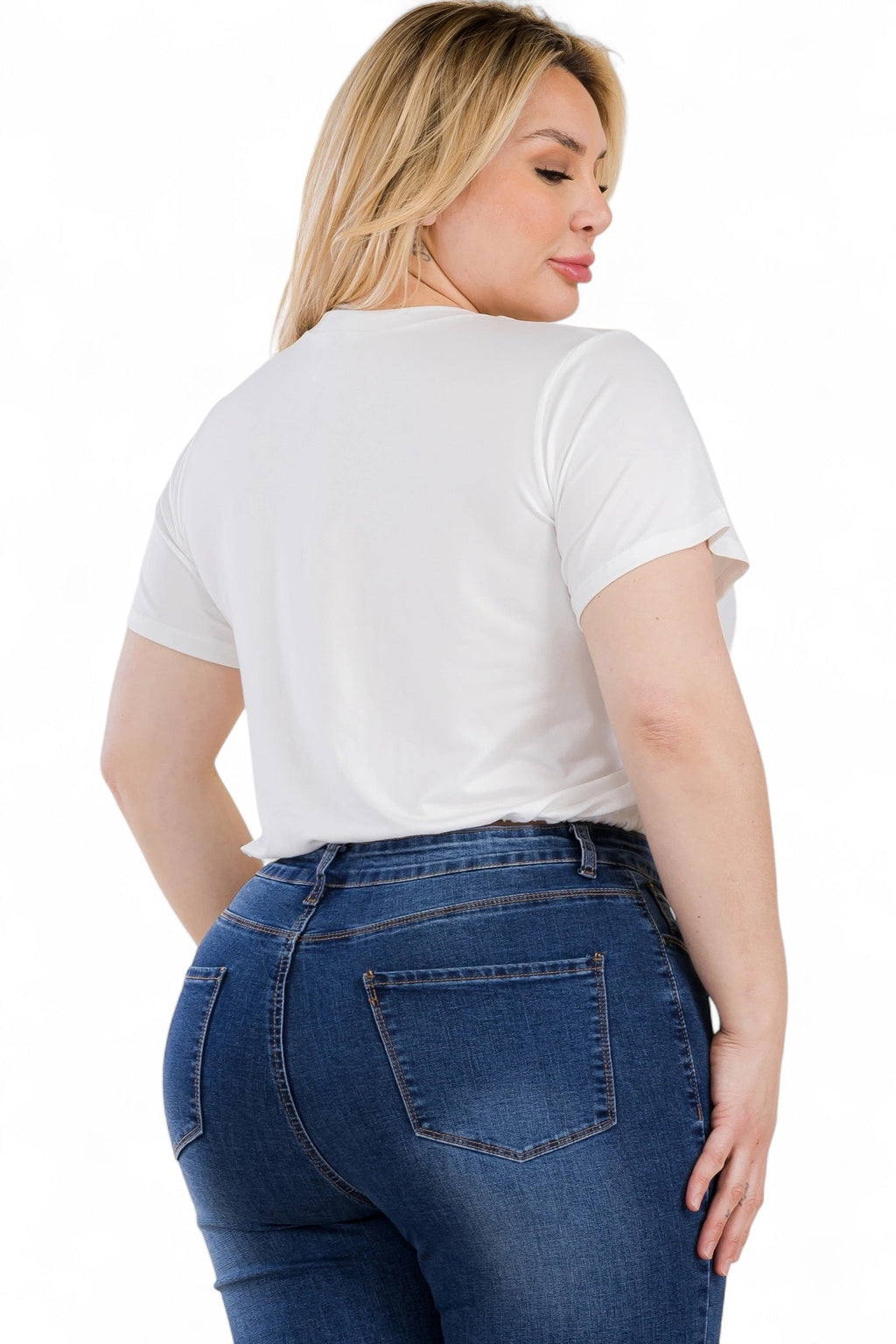 Curvy Tie Front Drawstring Short Sleeve Crop Top {BT5196X}