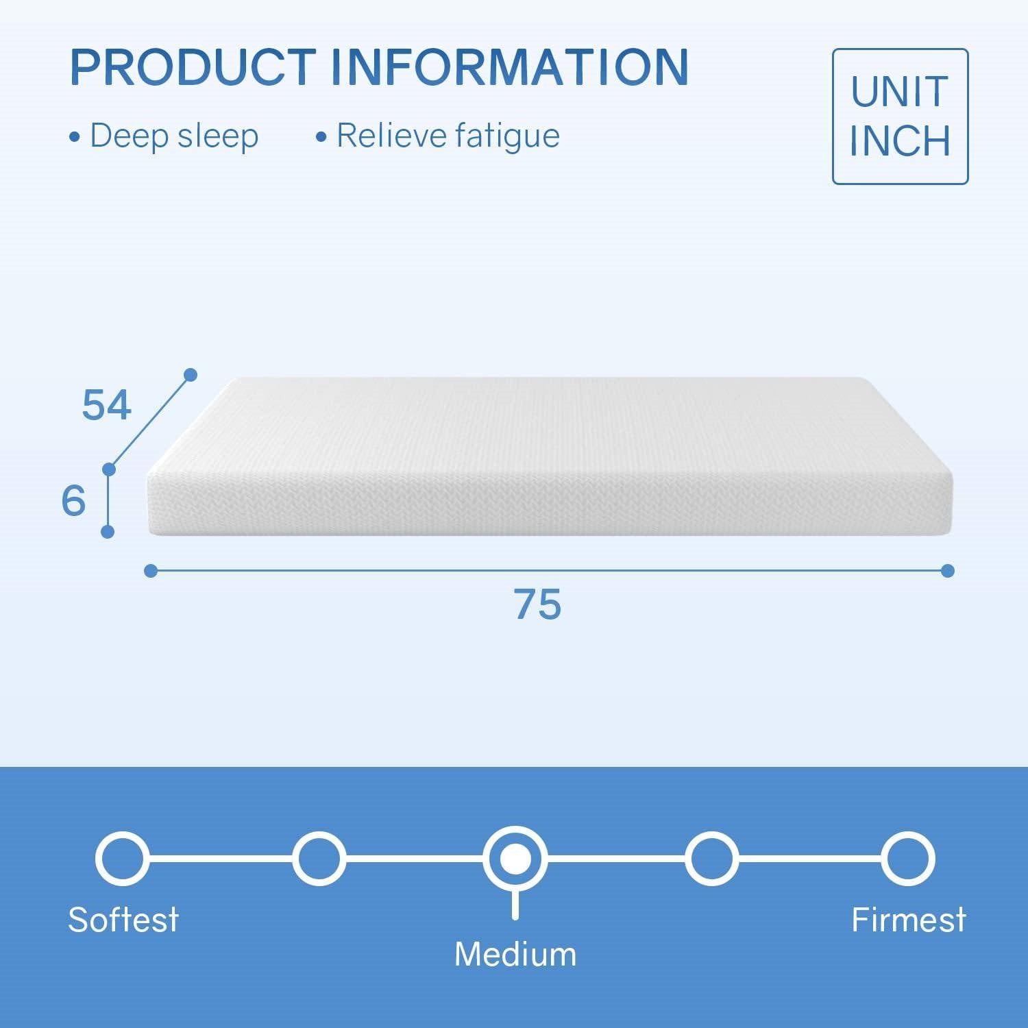 Full size 6-inch Thick Medium Firm Cool Gel Memory Foam Mattress
