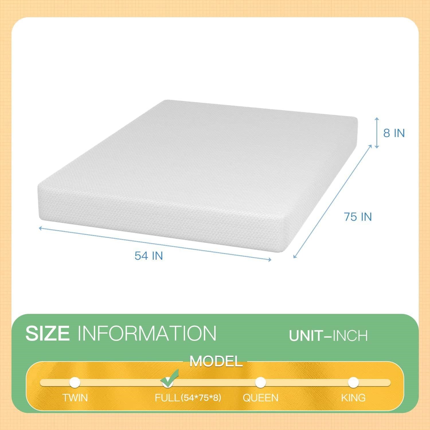 Full size 8-inch Thick Medium Firm Cool Gel Memory Foam Mattress