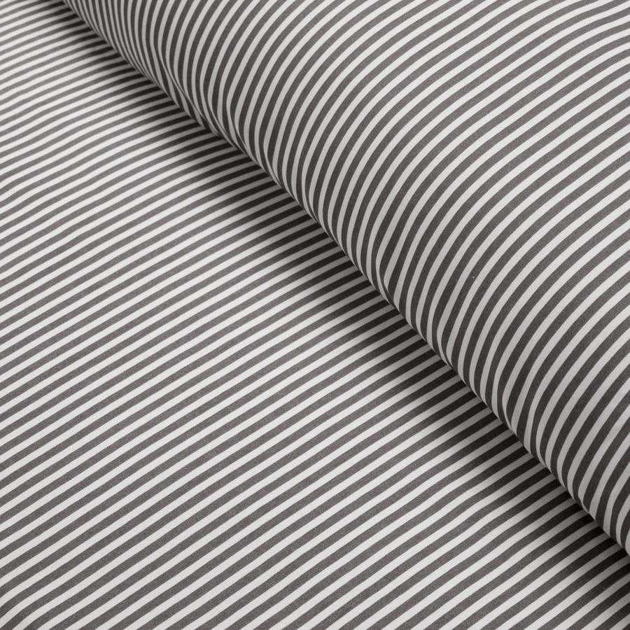 Full/Queen Grey White Stripe Ruffle Reversible 3 Piece Comforter Set