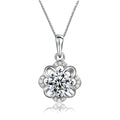 925 Sterling Silver Flower CZ Pendant Necklace