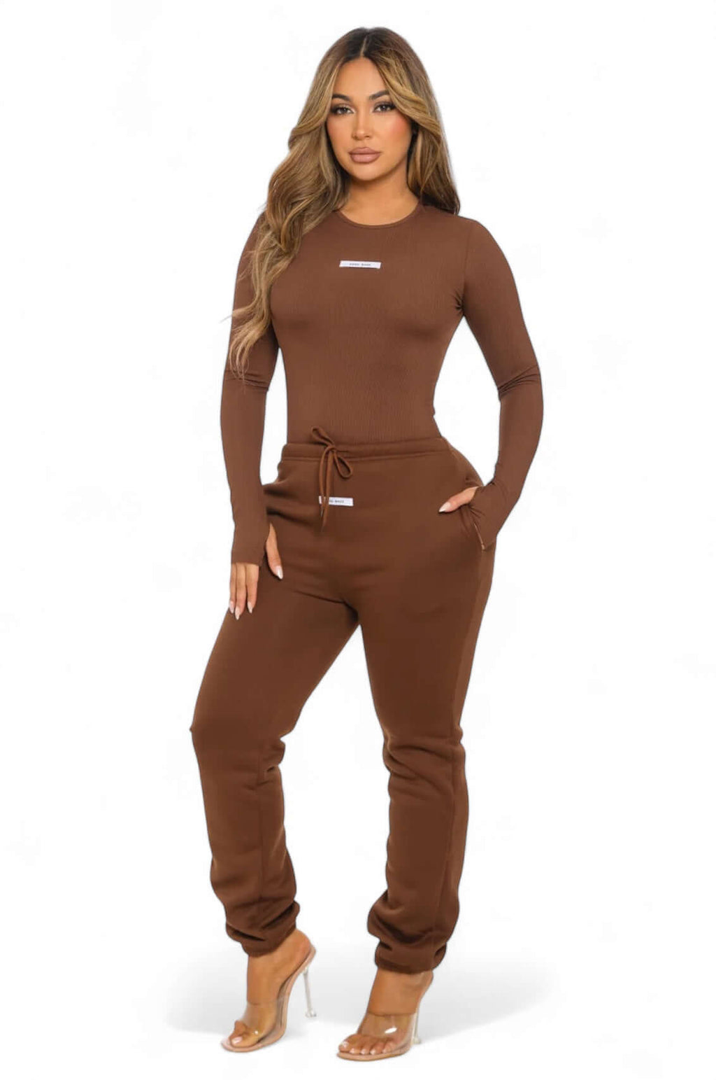 Ribbed HAND MADE Bodysuit and Jogger Pants Set