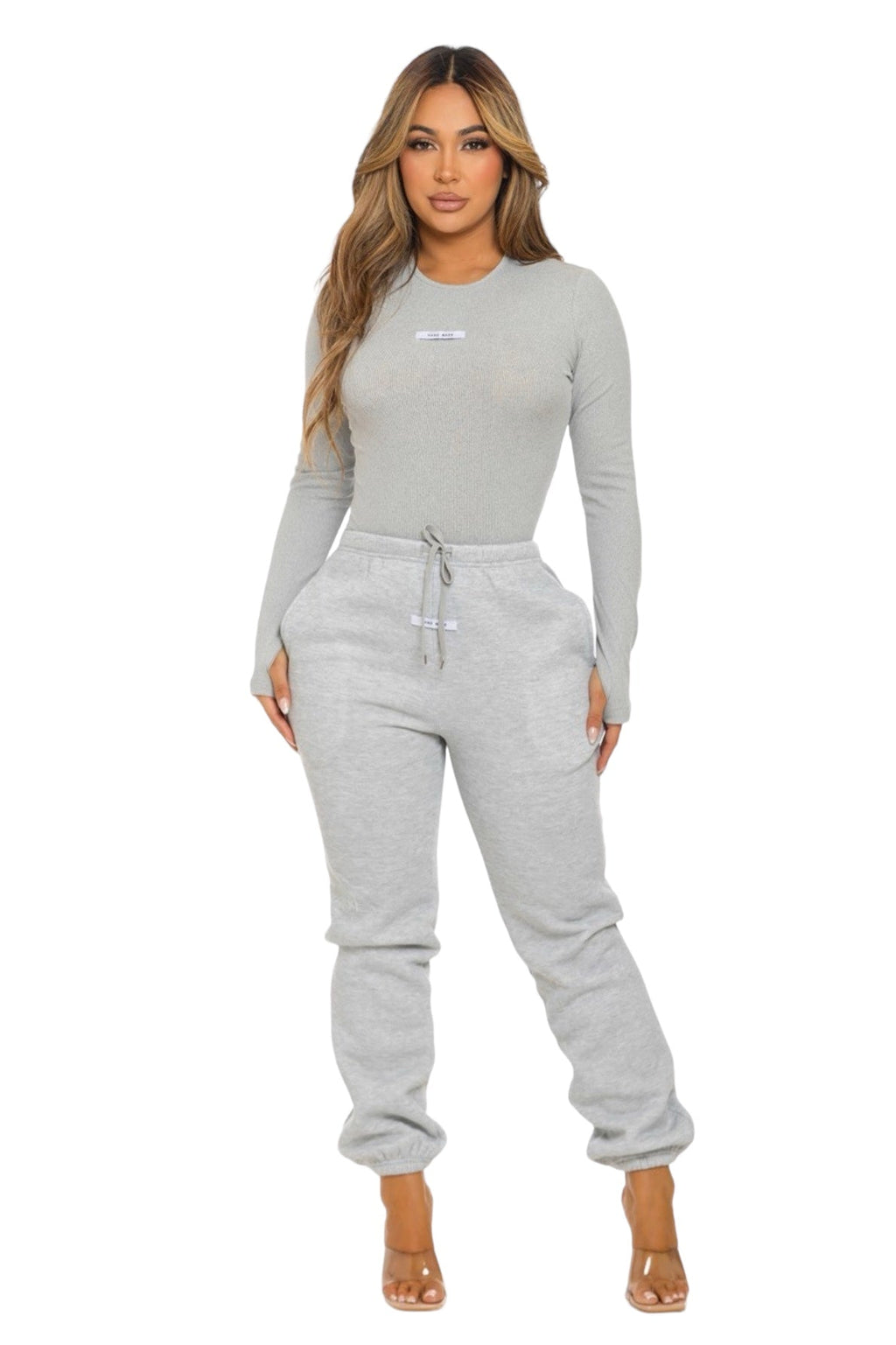 Ribbed HAND MADE Bodysuit and Jogger Pants Set