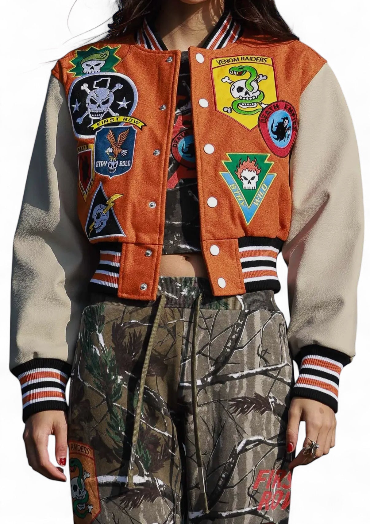 Logo Allover Varsity Jacket {Vegan Leather Sleeves}