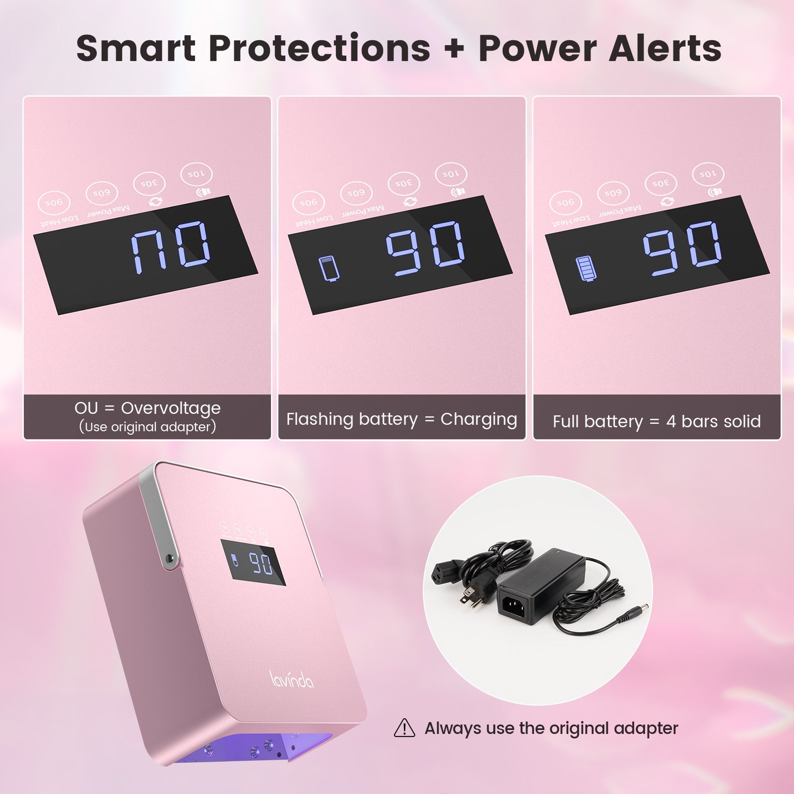 NovaGlow™ Pro Nail Lamp - Rose Gold - 60W Rechargeable UV/LED