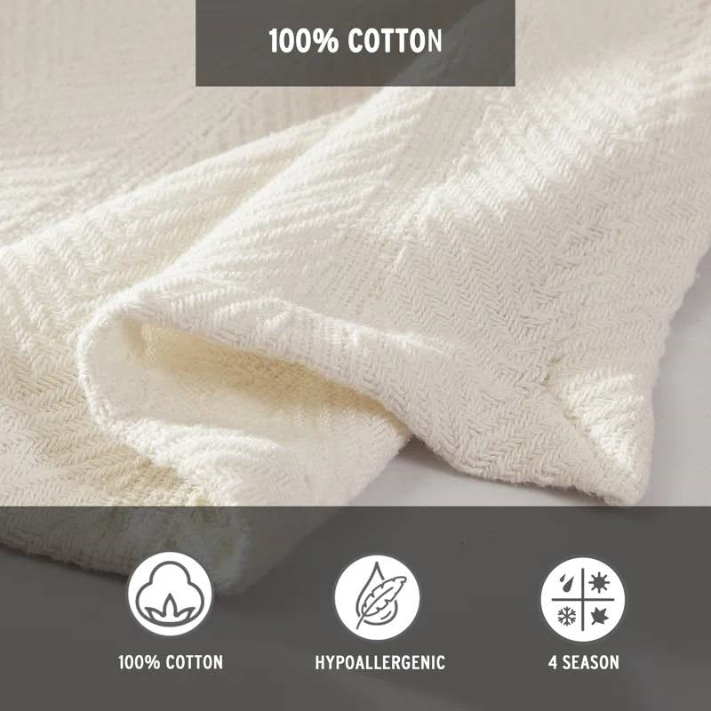 King size Cream Bone Lightweight 100-Percent Cotton Blanket - Machine Washable