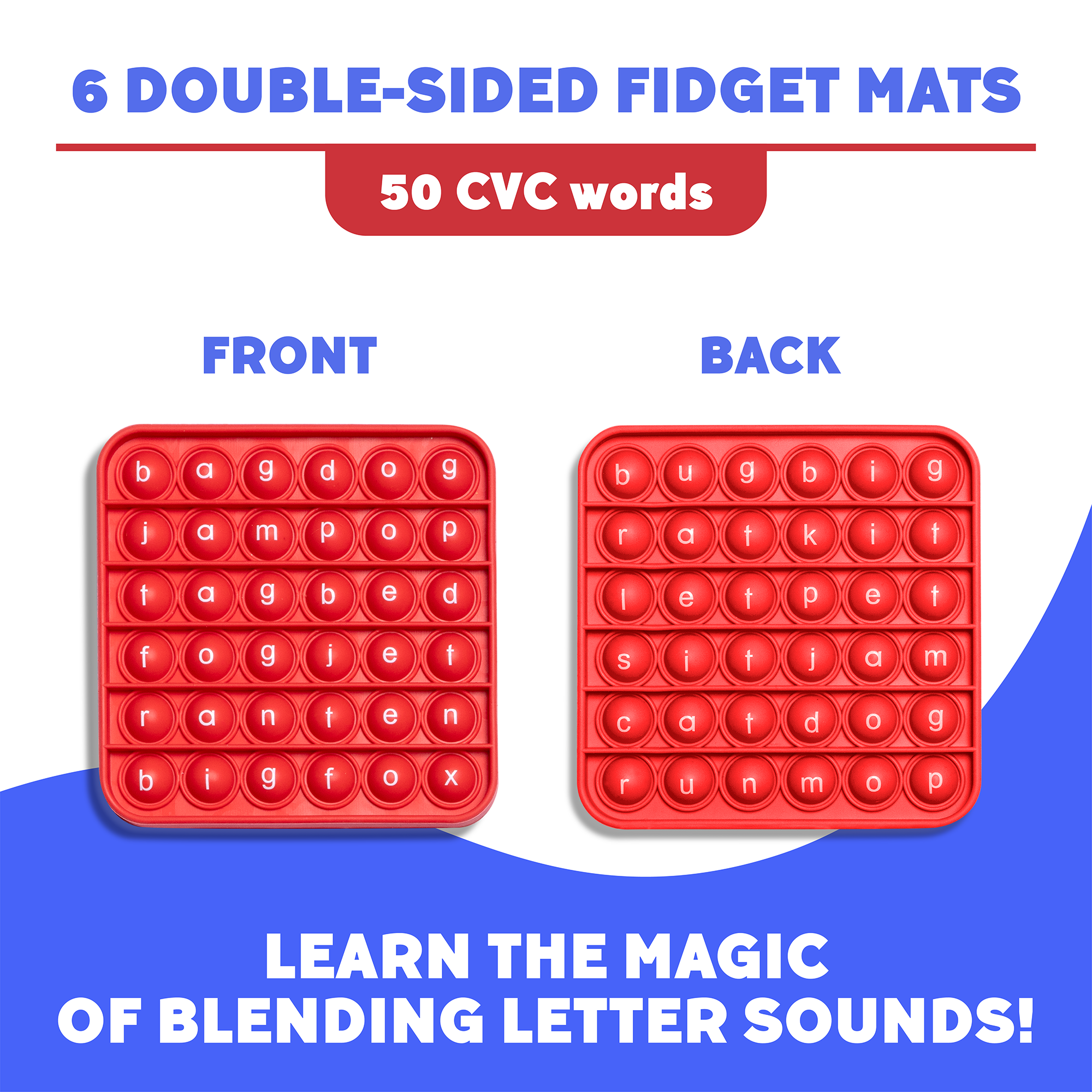 .6 Extra CVC Fidget Mats (Word Pop)