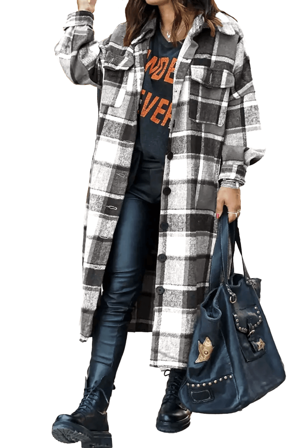 Long Plaid Flannel Shacket