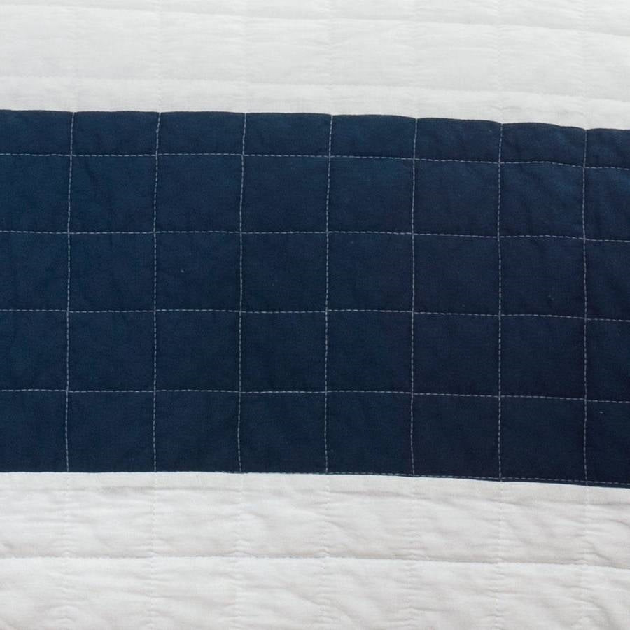 Twin Navy White Stripe 2 Piece Cotton Lightweight Quilt Set